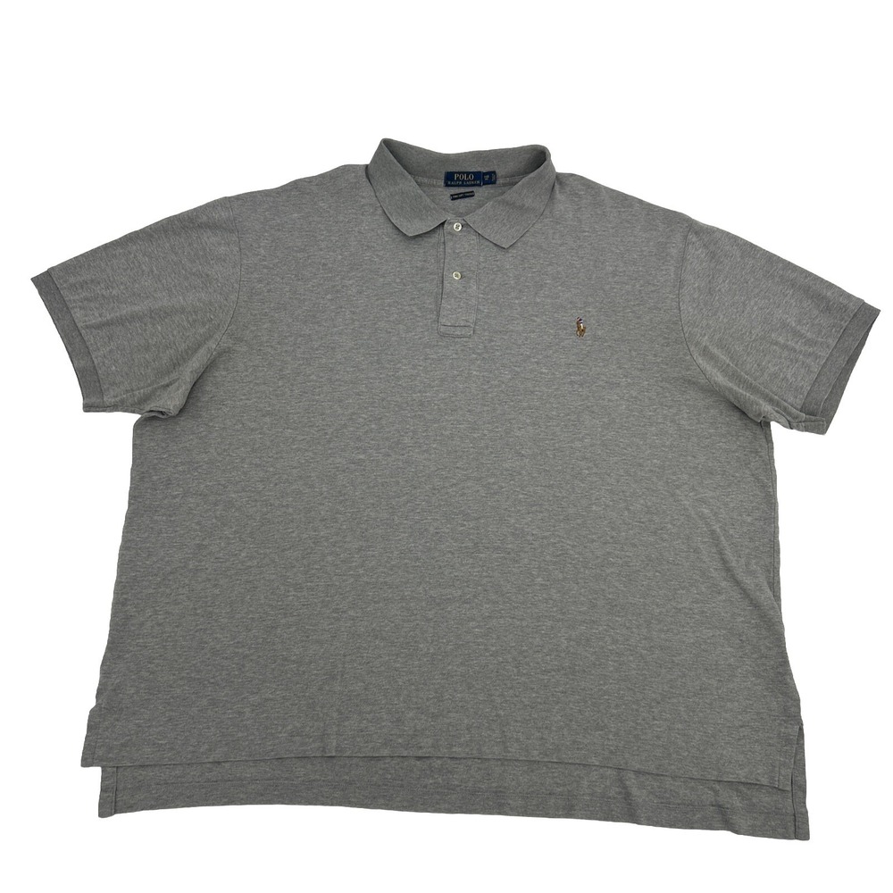 Polo Ralph Lauren Shirt Mens 3XB Big Gray Polo Pima Soft Touch Preppy Flesh Pony